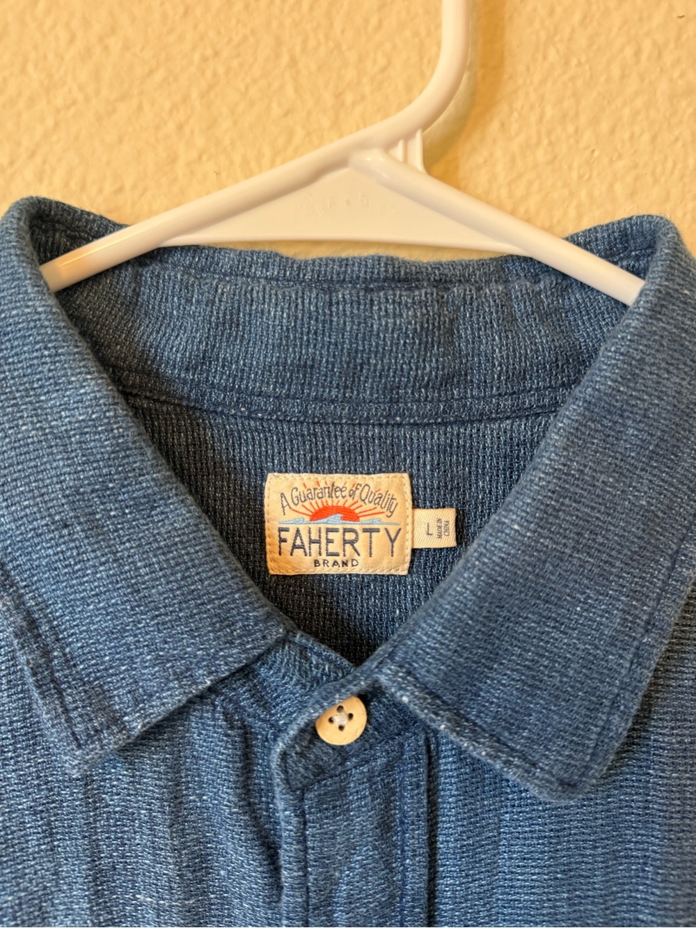 Faherty Men’s Short Sleeve Palma Linen Shirt Blue Size Large - Picture 3 of 6